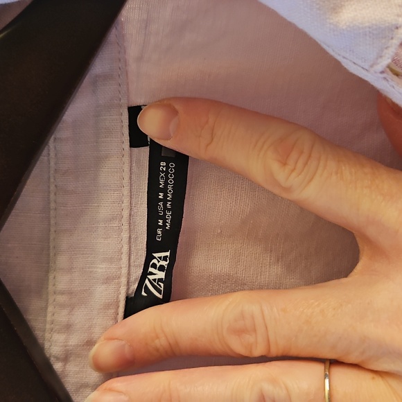 Zara Lilac Ruffle Linen Blend Shirtdress, Sz M, Western, Boho, Resort - Picture 7 of 11